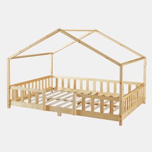 Cama de criança Treviolo em forma de casa pinho 140x200 cm - Natural en.casa