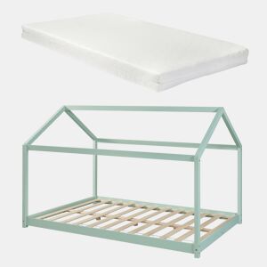 Cama de criança Cerro em forma de casa com colchão de pinho 140x200cm - Verde en.casa
