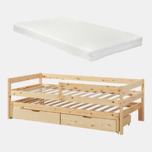 Cama de rodízio para crianças Sonkajärvi com 2 gavetas 1 colchão 90x200cm - Madeira en.casa