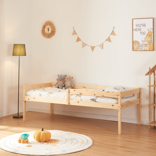 Cama de rodízio para crianças Sonkajärvi com 2 gavetas 1 colchão 90x200cm - Madeira en.casa