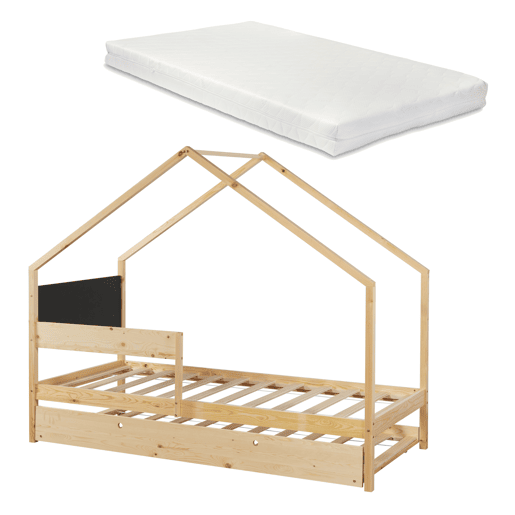 Cama de rodízio para crianças Sodankylä com cama extra e 2 colchões 90x200cm en.casa