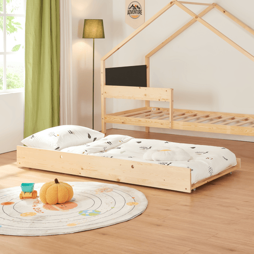 Cama de rodízio para crianças Sodankylä com cama extra e 2 colchões 90x200cm en.casa