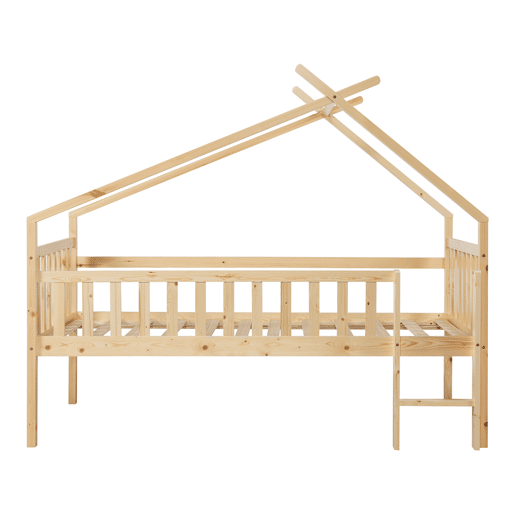 Cama alta de cabina Sotkamo para crianças Colchão em pinho 90x200 - Natural en.casa