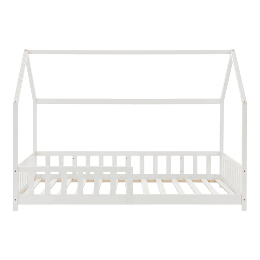 Cama de criança Hesel em forma de casa com grelha e colchão 90x200cm - Branco en.casa