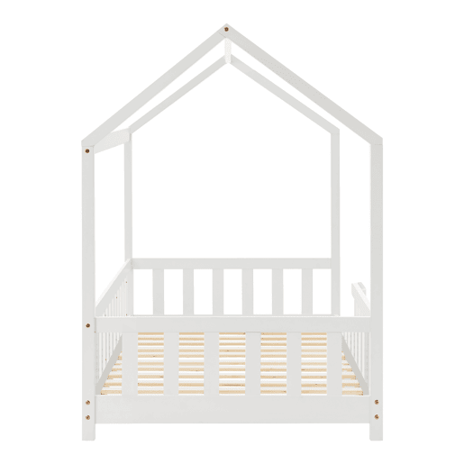 Cama de criança Hesel em forma de casa com grelha e colchão 90x200cm - Branco en.casa