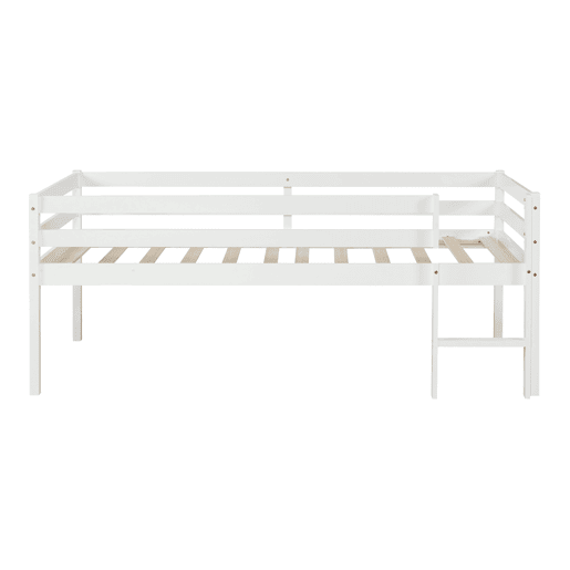 Cama alta para crianças Siikalatva com colchão de madeira de pinho 90 x 200 cm - Branco en.casa Cama alta para crianças Siikalatva com colchão de madeira de pinho 90 x 200 cm - Branco en.casa