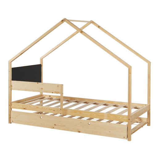 Cama de rodízio para crianças Sodankylä com cama adicional 90x200cm - MadeiraPreto en.casa