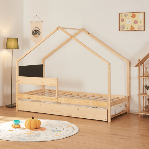 Cama de rodízio para crianças Sodankylä com cama adicional 90x200cm - MadeiraPreto en.casa