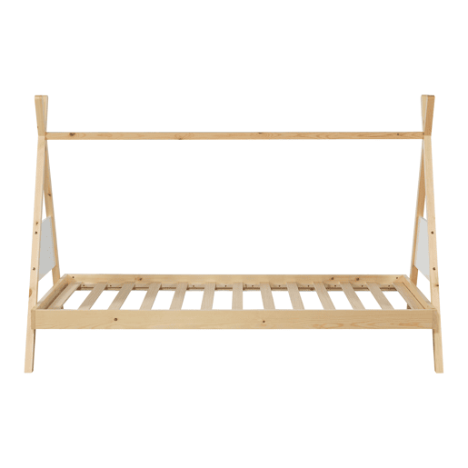 Cama de criança Siikajoki com colchão de madeira de pinho 90x200 cm - NaturalBranco en.casa