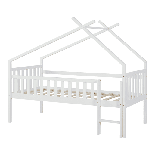 Cama alta para crianças Sotkamo pinho 90x200 - Branco en.casa