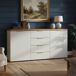 Credenza de 4 Estantes en Madera Nobilitada Credenza de 4 Estantes en Madera Nobilitada Blanco/ Madera