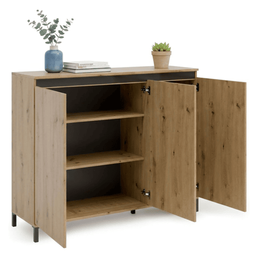 Aparador Dceppitell, Buffet de Sala, Aparador de Sala, Despensa de Cozinha, Fabricado em Itália, 138x110h40 cm, Madeira e Antracite