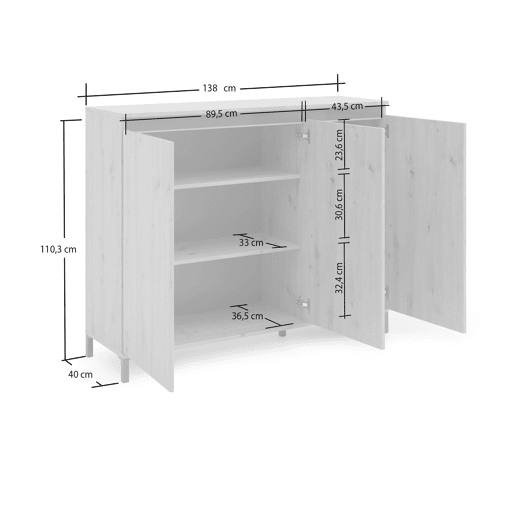 Aparador Dceppitell, Buffet de Sala, Aparador de Sala, Despensa de Cozinha, Fabricado em Itália, 138x110h40 cm, Madeira e Antracite