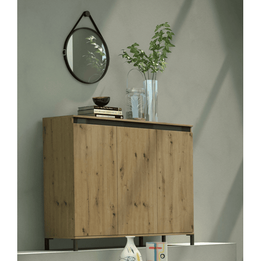 Aparador Dceppitell, Buffet de Sala, Aparador de Sala, Despensa de Cozinha, Fabricado em Itália, 138x110h40 cm, Madeira e Antracite