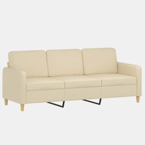 vidaXL Sofá de 3 lugares tecido 180 cm cor creme