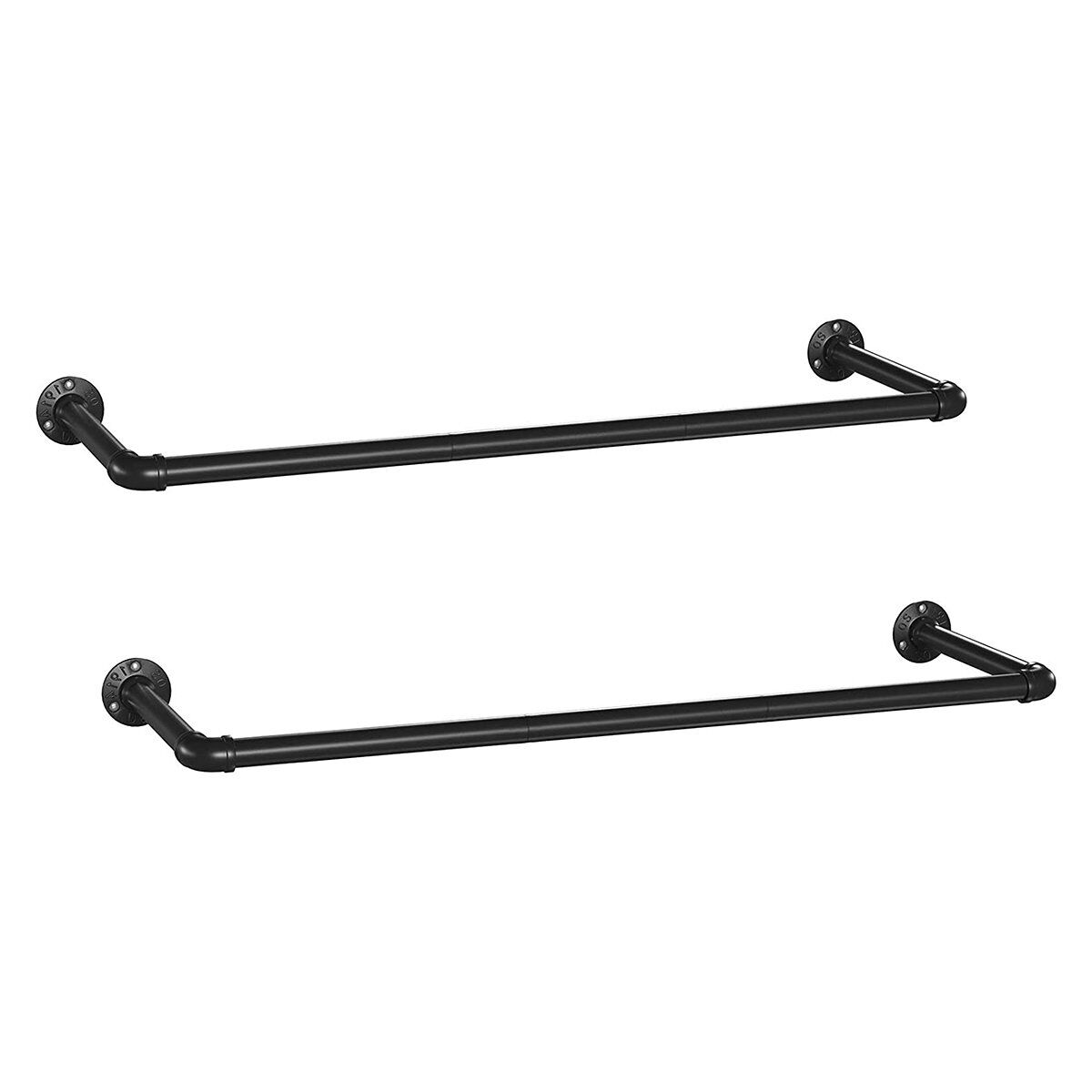 Conjunto de 2 perchas murales negras para ropa - l92 x p30 cm