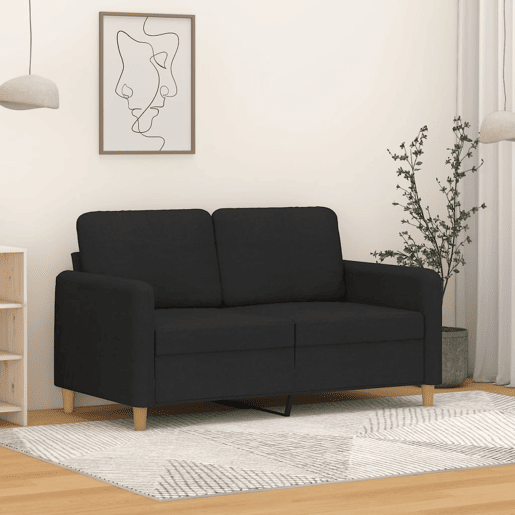 vidaXL Sofá de 2 lugares tecido 120 cm preto vidaXL Sofá de 2 lugares tecido 120 cm preto