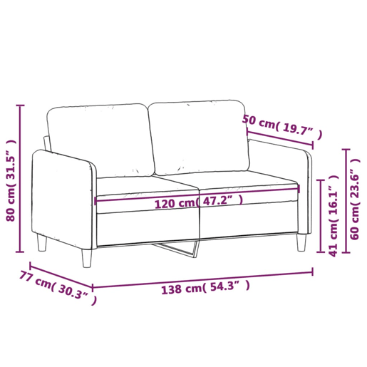vidaXL Sofá de 2 lugares tecido 120 cm preto vidaXL Sofá de 2 lugares tecido 120 cm preto