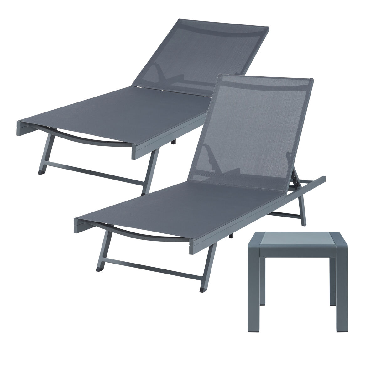 Conjunto de 2 tumbonas y 1 mesa Baragiano