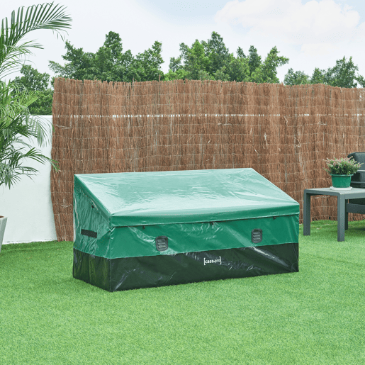 Caixa de arrumação exterior Alanno 560 L 155x64x75 cm - VerdePreto casa.pro