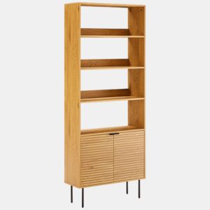 Librería de madera con 4 estantes y 2 puertas STINNA