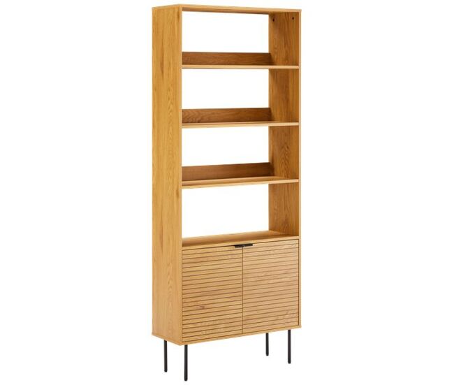 Librería de madera con 4 estantes y 2 puertas stinna