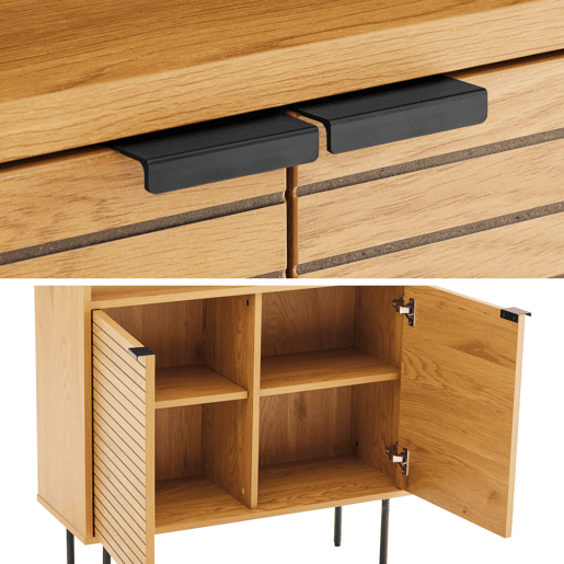 Librería de madera con 4 estantes y 2 puertas STINNA