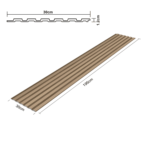 Conjunto de 10x painéis de parede 3D Borger 195x30 cm - Efeito Carvalho Claro NEU.HOLZ