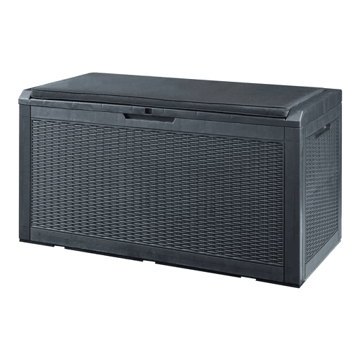 Arca de exterior Atella 380 L com almofada 122x55x65 cm - Efeito rattan preto casa.pro