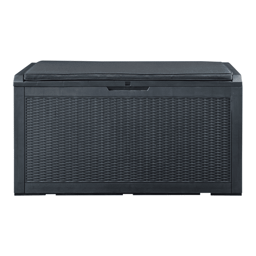 Arca de exterior Atella 380 L com almofada 122x55x65 cm - Efeito rattan preto casa.pro