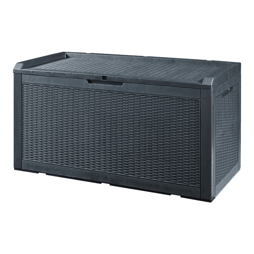 Arca de exterior Atella 380 L com almofada 122x55x65 cm - Efeito rattan preto casa.pro