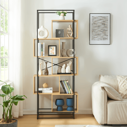 Estante Rennebu 5 níveis 194x80x33 cm - Efeito pretocarvalho en.casa