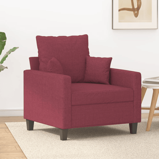 vidaXL Poltrona 60 cm tecido vermelho tinto vidaXL Poltrona 60 cm tecido vermelho tinto