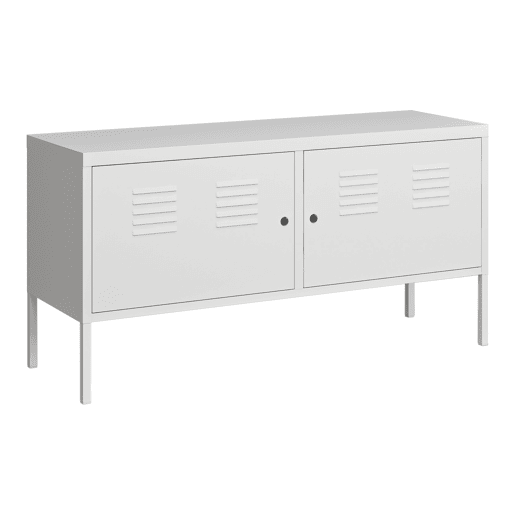 Mobiliário de sala de estar Pyhtää com 2 portas de aço 118x40x60 cm - Branco mate en.casa.