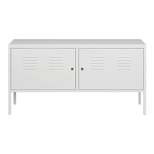 Mobiliário de sala de estar Pyhtää com 2 portas de aço 118x40x60 cm - Branco mate en.casa.