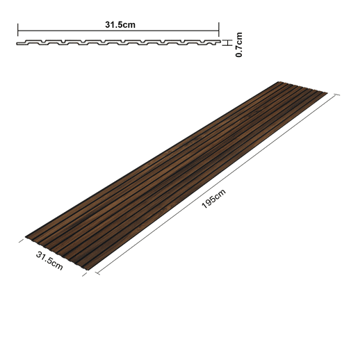 Conjunto de 18x painéis de parede 3D Boxtel 195x31,5 cm - Efeito nogueira NEU.HOLZ