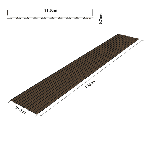 Conjunto de 12x painéis de parede 3D Bronckhorst 195x31,5 cm - efeito madeira escura NEU.HOLZ