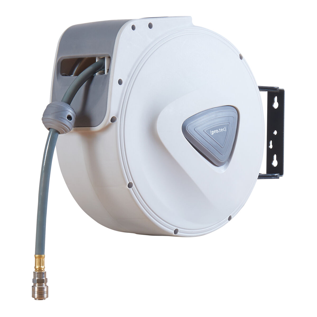Enrollador de mangueras de aire comprimido nassau pvc 30+2m - blanco/gris [pro.tec]