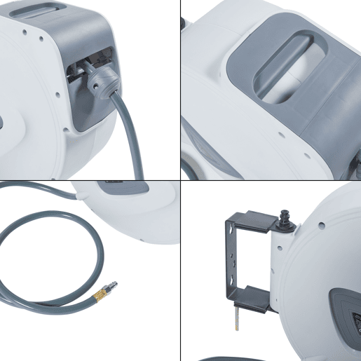 Enrolador de mangueira de ar comprimido Nassau PVC 30+2m - BrancoCinza pro.tec