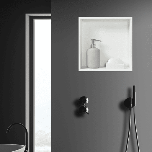 Nicho de duche Kristinehamn em aço inoxidável 32x32x10cm - Branco mate neu.haus