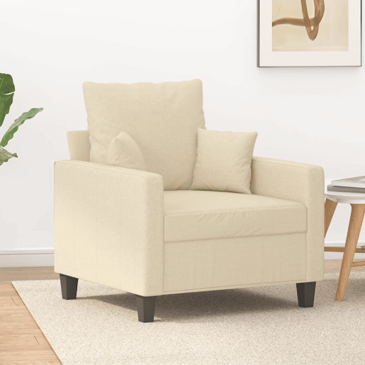 vidaXL Poltrona 60 cm tecido cor creme vidaXL Poltrona 60 cm tecido cor creme