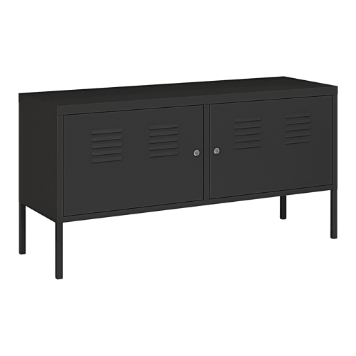 Mobiliário de sala de estar Pyhtää com 2 portas de aço 118x40x60 cm - Preto mate en.casa.