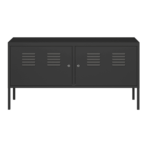 Mobiliário de sala de estar Pyhtää com 2 portas de aço 118x40x60 cm - Preto mate en.casa.