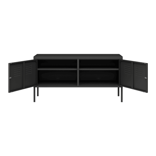 Mobiliário de sala de estar Pyhtää com 2 portas de aço 118x40x60 cm - Preto mate en.casa.