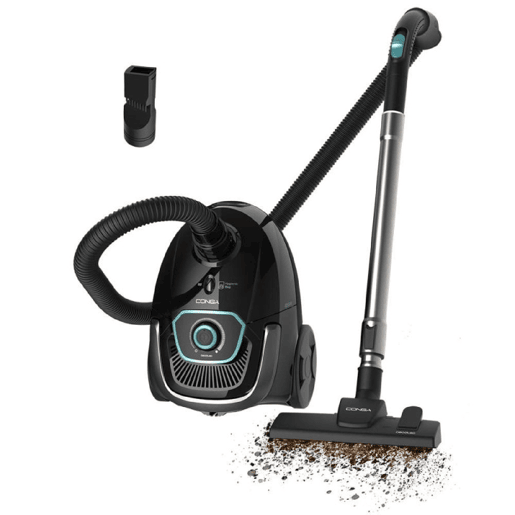 Cecotec Aspirador de 850 W de potência. Com saco. Capacidade máxima do depósito até 2,5 L com filtragem de alta eficiência e tubo telescópico metálico. Inclui acessórios aptos para móveis e cantos que permitem a a limpeza das áreas mais difíceis.