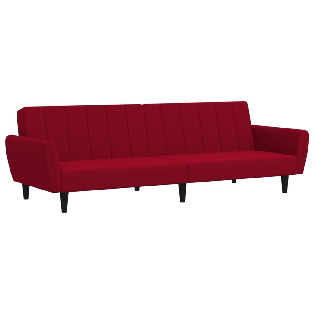 Vidaxl sofá cama de 2 plazas terciopelo color vino tinto