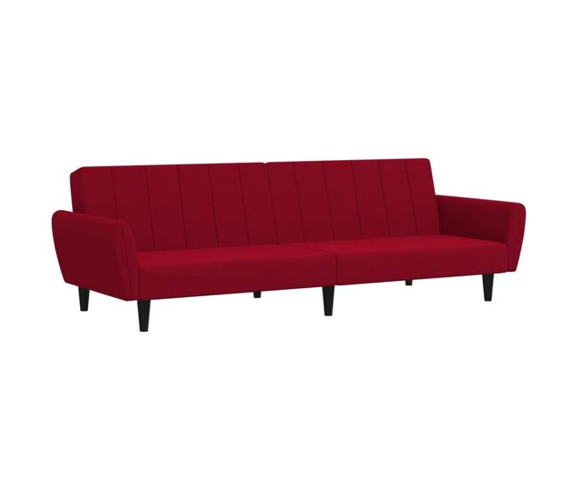 Vidaxl sofá cama de 2 plazas terciopelo color vino tinto
