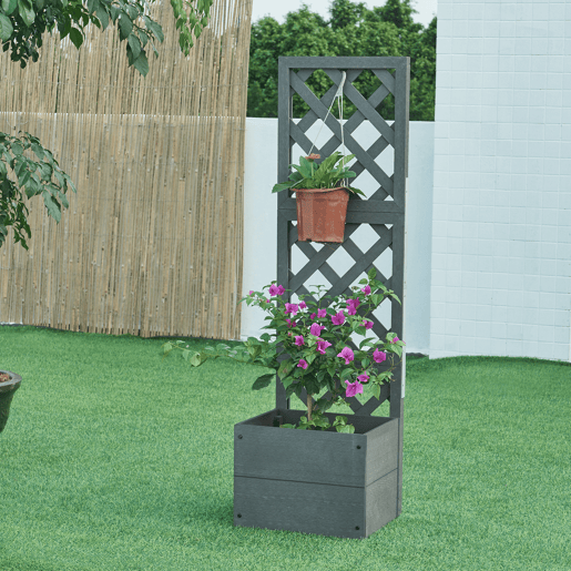 Vaso Amstelveen com treliça WPC 135x40x30cm - Cinzento en.casa