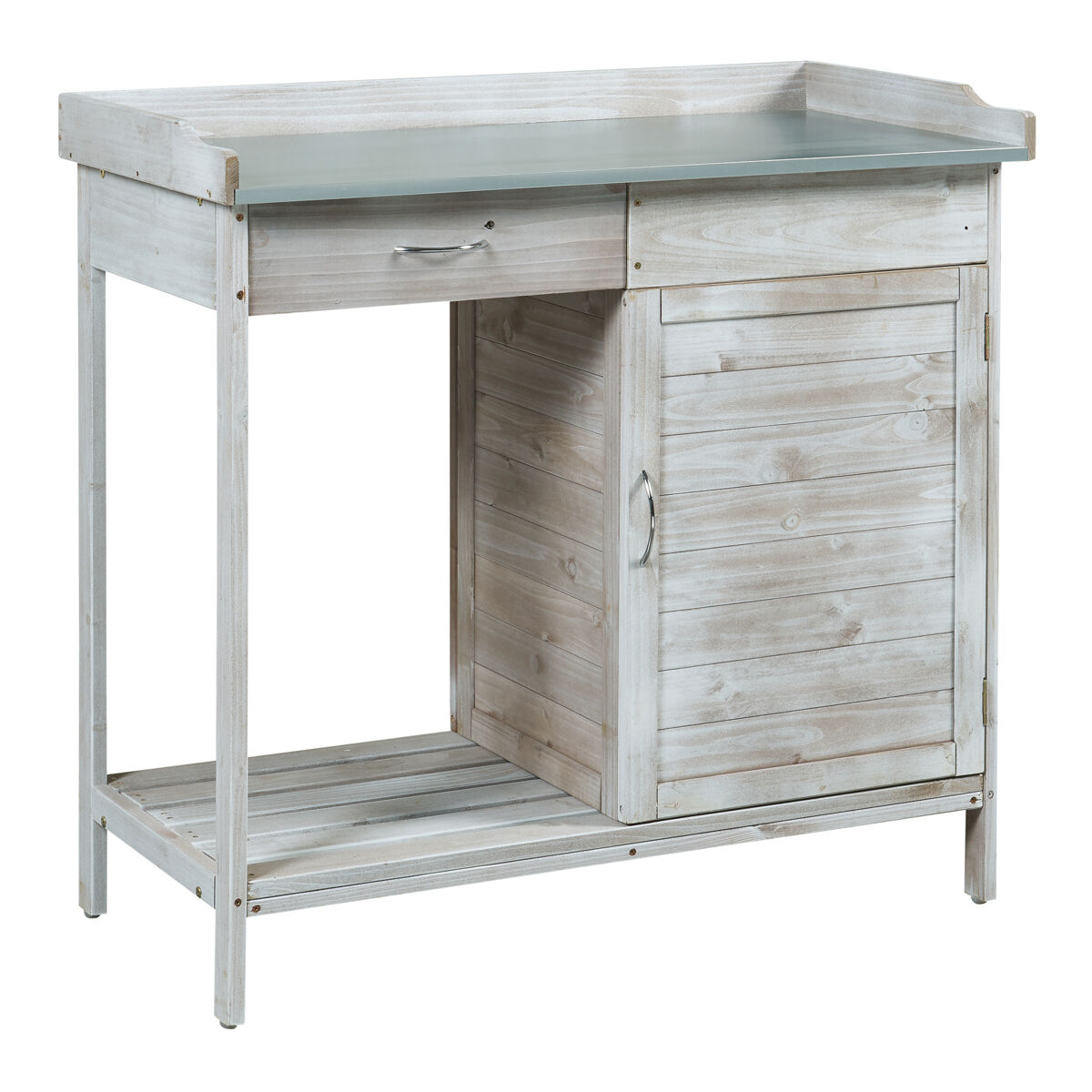 Mesa de jardinería aliano abeto 98x48x94cm - gris [casa.pro]