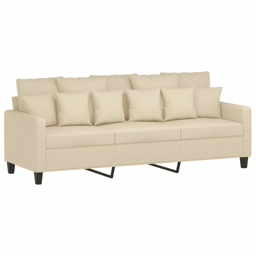 vidaXL Sofá de 3 lugares tecido 180 cm cor creme
